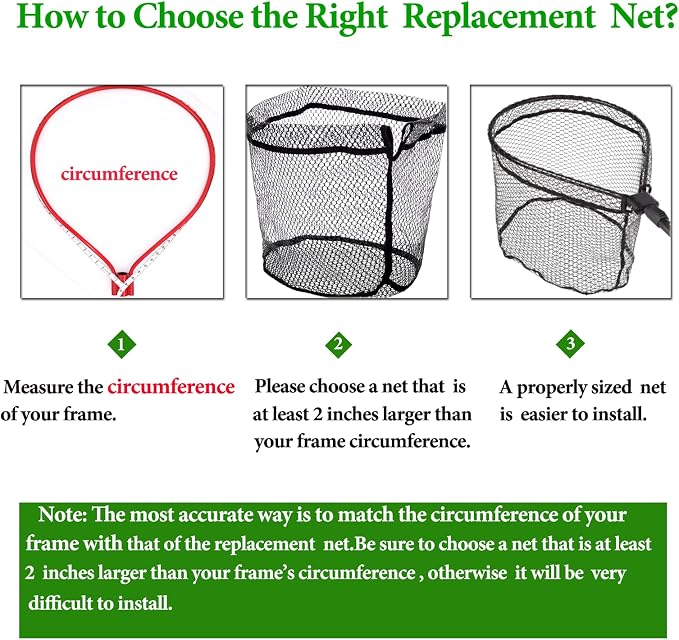 Rubber Coated Replacement Fishing Net Hook Resist for Landing Net, 24" to 36" Deep Net for Larger Catches