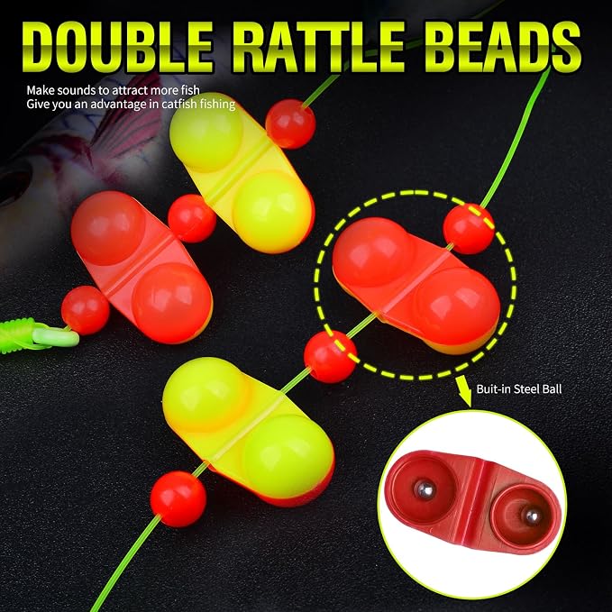 PROBEROS Catfish Fishing Rigs - Bank Fishing Set with 5pcs/Set, 6/0, 8/0, 10/0 Circle Hooks Circle Hooks, High Visibility, Ready to Use Catfish Rigs