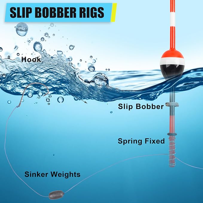 SILANON Wood Slip Bobbers Fishing Floats and Bobbers Spring Oval Stick Slip Floats for Crappie Catfish Trout Panfish Walleyes Fishing 5/10pcs
