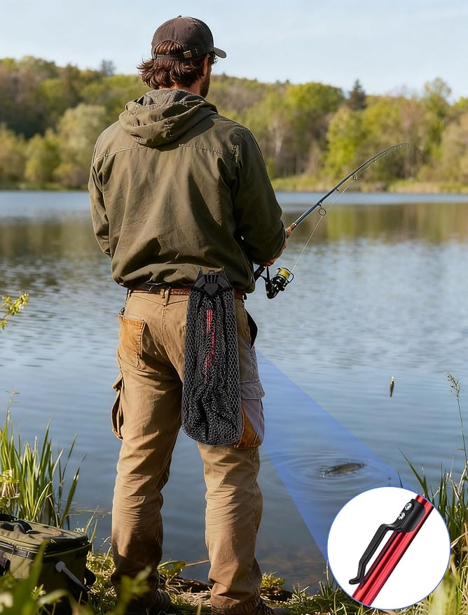 Upgraded Foldable Floating Fishing Net, Tangle-Free Anti-Snag Coated Landing Net, Quick Release & Easy Fold, Portable Fishing Gear for Ranger Boat, Kayak & Trout Salmon Bass Fishing, Gifts for Men