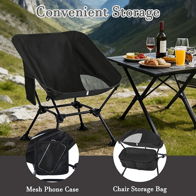 Ultralight Camping Chair,Compact Folding Chair with Anti-Sinking Large Feet and Storage Bag,Lightweight Backpack Chair for Naturehike,Travel,Beach,Hiking