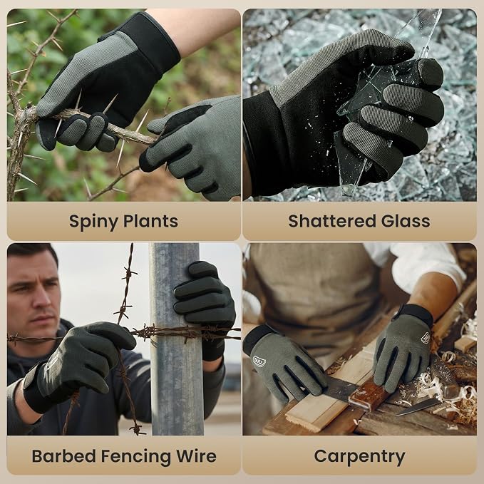 TAILI Level 2 Needlestick, Level 5 Puncture Resistant Work Gloves, Grip Enhanced Cut Resistant Gloves for Gardening, Carving, Fishing, Feather-Light Comfort, Breathable and Touchscreen Compatible, L