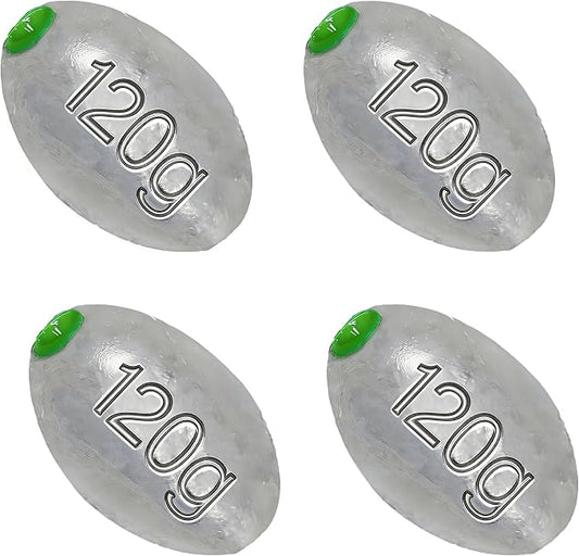 Egg Sinkers Bullet Fishing Weights Oval Shaped with Plastic Core Slip Sinkers for Catfish Fishing Casting Saltwater and Freshwater 1/5oz to 2oz