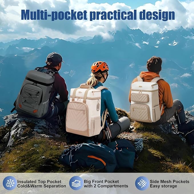Backpack Cooler Insulated Leak Proof, Lightweight Soft Sided Cooler Backpack for Men Women, Waterproof Beach Cooler Bag Lunch Backpack for Camping Hiking Picnic Fishing Travel Outdoor