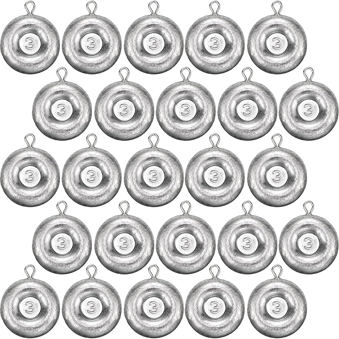 24 Pieces Fishing Disc Sinkers Weights Disc Sinker Fishing Sinkers Weights for Saltwater Catfishing Trolling Surf Tackle