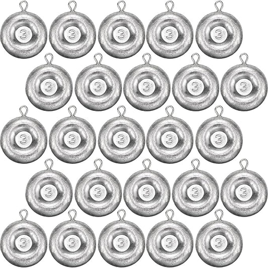 24 Pieces Fishing Disc Sinkers Weights Disc Sinker Fishing Sinkers Weights for Saltwater Catfishing Trolling Surf Tackle