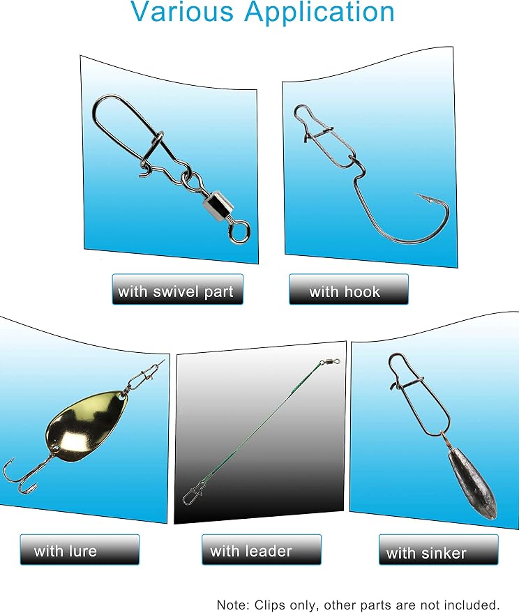 Fishing Duo Lock Snaps Swivel for Saltwater Freshwater, Fast Change Snaps Light Tackle Lures Connector
