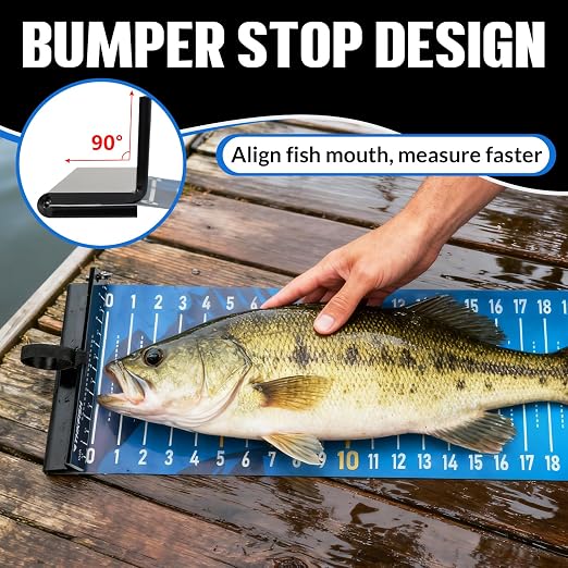 THKFISH 53in Fish Ruler with Measuring Board, Portable Waterproof Folding Fishing Ruler Fish Measuring Tape for Boat, Kayak, Coolers, Yacht and Workbench (Blue)