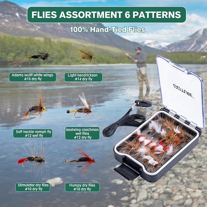 Goture Fly Fishing Rod and Reel Combo with Fly Rod & Gear Case, 9FT 4-Piece Fly Rod, Pre-Spooled Reel, Fly Line, Flies, Leader, Tippet, Forceps, Nipper and Complete Starter Kit