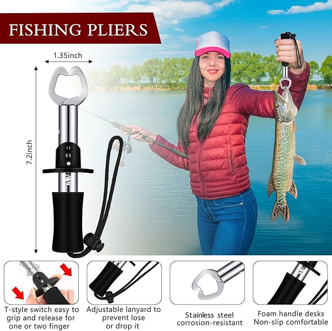 Sosation 134 Pcs Fishing Tool Fishing Tackle Box Kit and Equipment for Adults Beginner Gift, Hook Remover, Pliers Kit, Backpack Tackle Container Lures, Lip Gripper, Weigh Scale