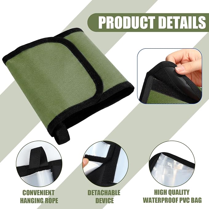 2 Pack Fishing Tackle Binder 20 Pockets Fly Fishing Leader Tippet Line Wallet Leader Organizer Case Lure Storage Bag for Pre-tied Rigs, Leaders, Soft Baits and Lines(Military Green)