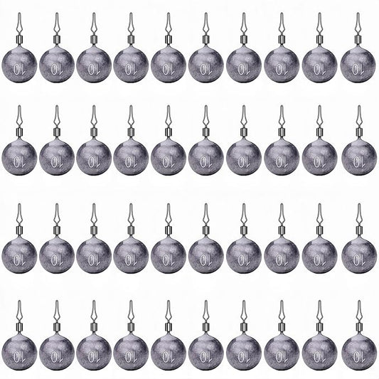 50Pcs Round Fishing Weights Sinkers Ball Fishing Weights Casting Drop Shot Sinkers Catfishing Sinkers Lead Weights Sinkers with Barrel Swivels for Saltwater Freshwater Fishing-(3.5-10g)