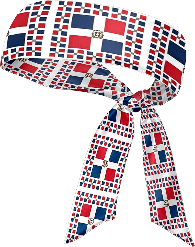 Flag Tie Headbands for Men Women, Moisture Wicking Sweatband Breathable Sports Headwrap, Non-Slip Stretchy Adjustable Fitness Hair Band