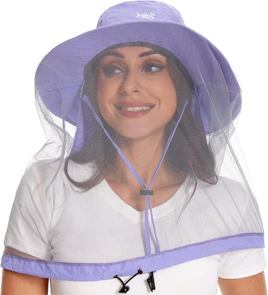 BASSDASH UPF 50+ Mosquito Sun Hat with Hidden Head Net and Neck Flap for Men Women Outdoor Fishing Hiking Camping