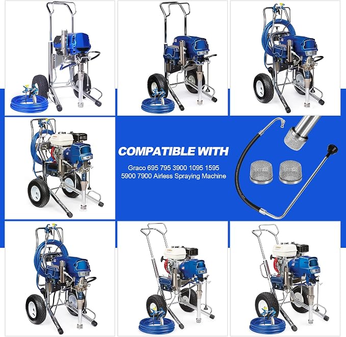 2026 New Stainless Steel Suction Hose and Reflux Line Sets,Complimentary 2 Filter,Compatible With Graco 695 795 3900 1095 1595 5900 7900 Airless Spraying Machine,Airless Paint Sprayer Accessories