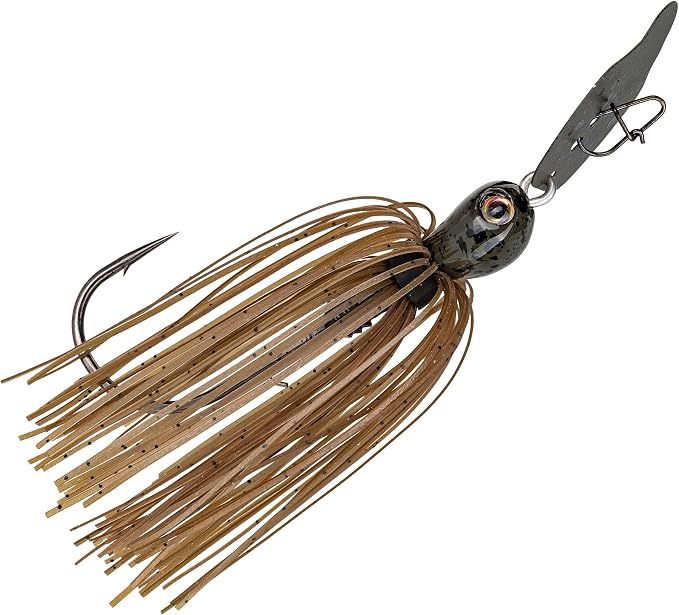 Strike King Thunder Cricket Fishing Lure, Vibrating Swim Jig, Silver Blade, 4/0 Jungle-Style Flipping Hook