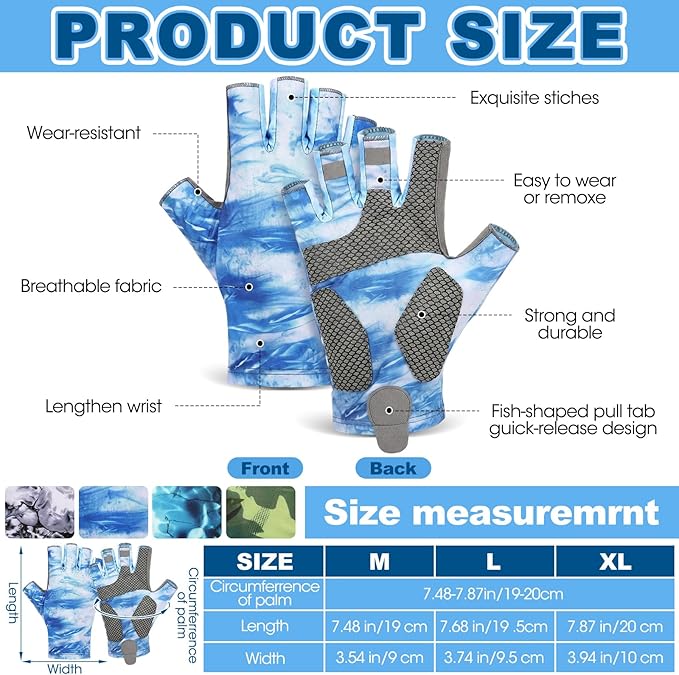 4 Pairs Half-Finger Fishing Gloves, UPF 50+ Breathable, Quick-Drying Sun Protection for Men & Women Anti-Slip for Fishing, Cycling