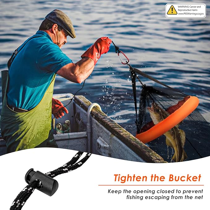 QualyQualy Floating Fish Basket for Live Caught, 10/15 Gallons Foldable Fishing Holder Minnow Bucket Portable Collapsible Fishing Net Storage Cage for Live Fish Bait Live Well