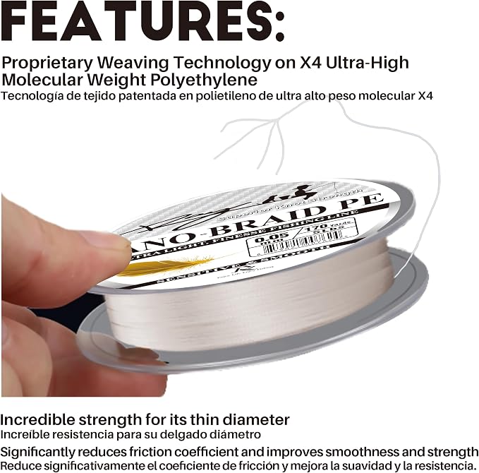 Ultra Slim Braided PE Fishing Line, Strong Knot Strength, Deign for Ultra Light Freshwater Fishing, Come with 3lb Test or 5lb Test, 170Yds Each Spool