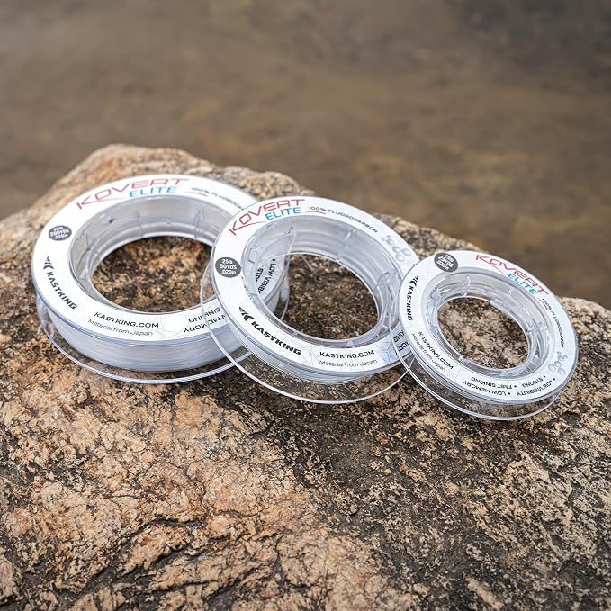 KastKing Kovert 100% Fluorocarbon Fishing Line - Clear Fishing Leader, High Sensitivity, Strong Knot Strength, Shock & Abrasion Resistant, Extreme Clarity, Ultra-Low Visibility, Fast Sinking