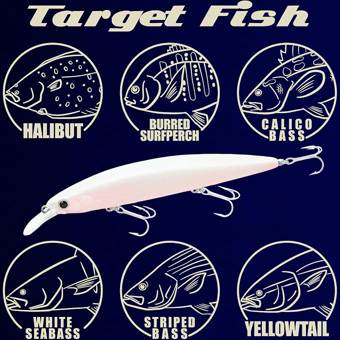 LUCKY CRAFT Surf Pointer 115MR Saltwater Fishing Lures for Halibut and Stripped Bass, Long Casting Jerkbait, Sinking Surf Fishing Gear, Fish Accessories for Tackle Box