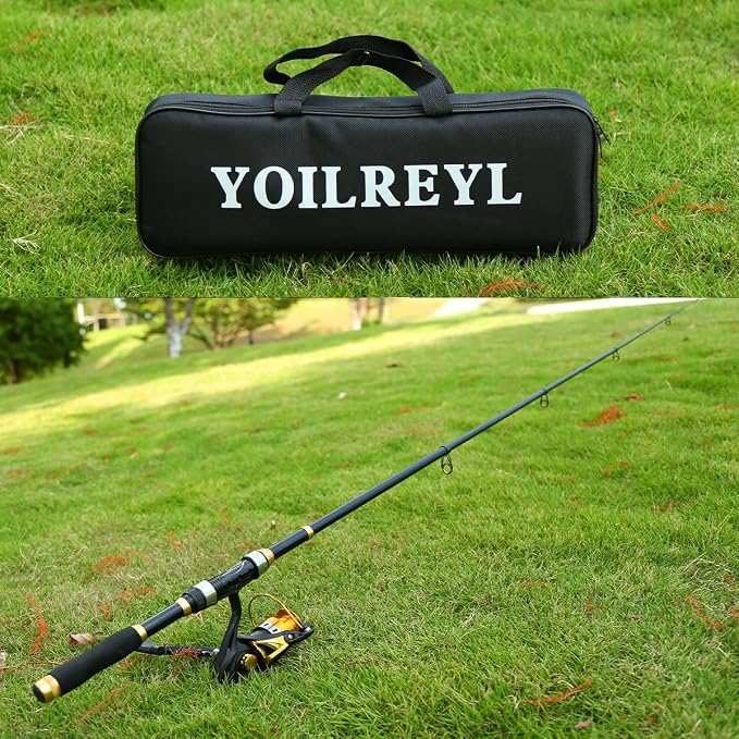 Yoilrey Fishing Rod and Reel Combo – 5.9ft Telescopic Fishing Pole Starter Kit with Spinning Reel, Fishing Line, Lure Box & Tackle Bag for Travel