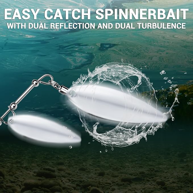 TRUSCEND Swim or Jig Fishing Spinner Baits for Freshwater and Saltwater, Rooster Tail Fishing Lures for Trout Bass Walleye Crappie Salmon Pike, Blade Bait with Copper Blade