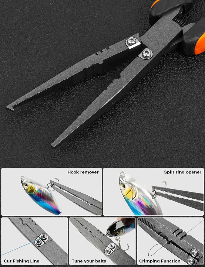 Fishing Pliers,Carbon Steel with Corrosion Resistant Coated Fishing Tools,Multitool for Saltwater