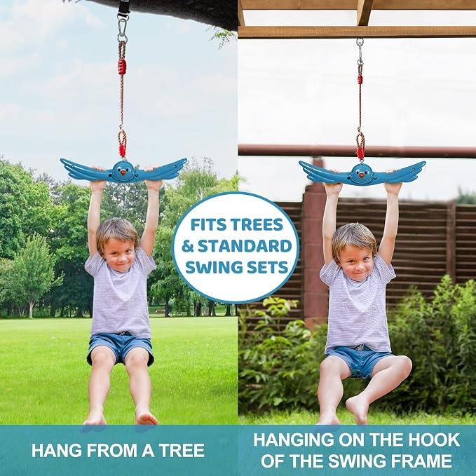 Ninja Twist Swing-360 Degree Handle Rotation Promotes Sensory Development, Arm Strength,Swingset Accessories Outdoor-Swing Spins Set (Blue)