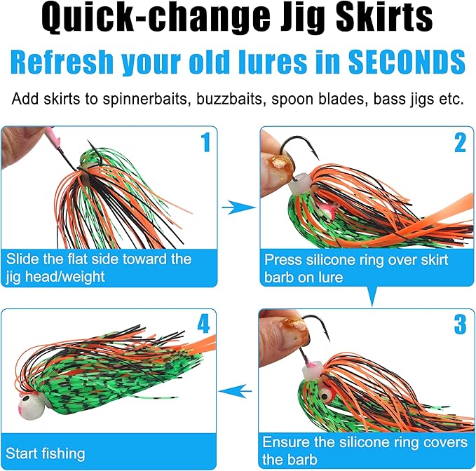Silicone Jig Skirts Replacement 10/20pcs Bass Fishing Jigs Soft Lures Multi-Color DIY Fishing Lures Skirt for Spinnerbaits, Buzzbaits, Jig Spoons & Blade Baits