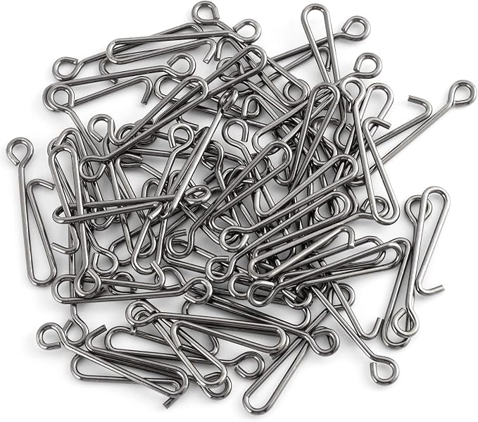 Dr.Fish 50 Pack Fishing Clips Quick Change Speed Clips Crankbait Snaps Stainless Steel Line Lure Hook Connector Freshwater
