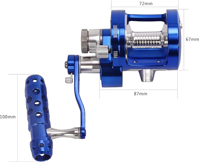 Saltwater Jigging Big Game Fishing Reel CNC Machined 2 Speed 44lbs Lever Drag Deep Sea Boat Trolling Fishing Right Handed Only