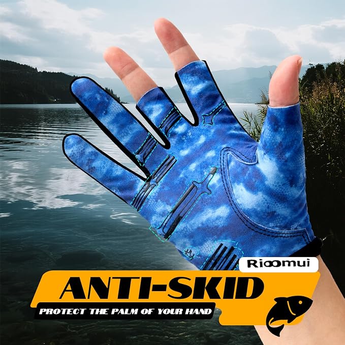3-Cuts Fishing Gloves Men, Lightweight Breathable Anti-Slip Kayak Gloves Women for Kayaking, Sailing,Paddling,Rowing Enhanced Grip and Comfort