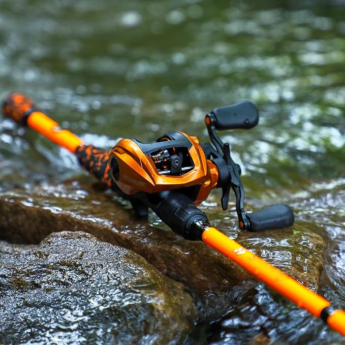 Sougayilang Baitcaster Combo – IM7 Graphite M/MH 2-Piece Travel Rod, 6.3:1 High-Speed Reel,18LB Drag for Bass, Catfish, Trout, Panfish
