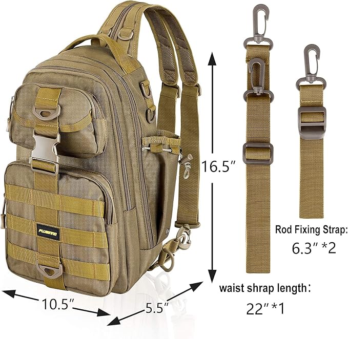 PLUSINNO Fishing Backpack Tackle Bag, Water-Resistant Backpack with Rod Holder, Ideal Gifts for Men