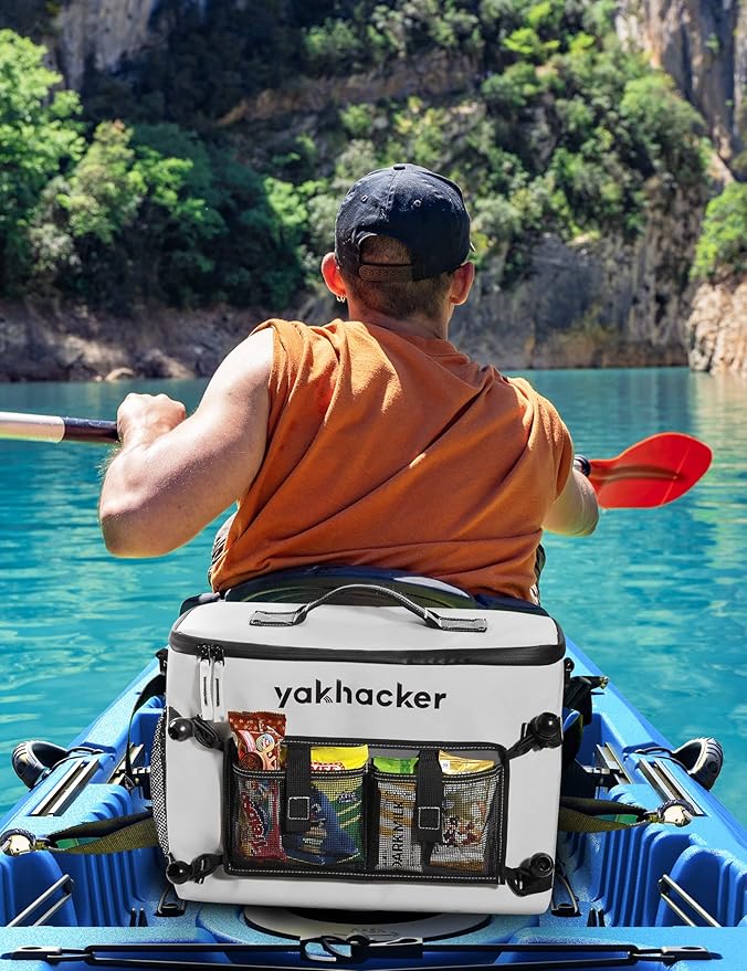 Yakhacker Kayak Cooler, Waterproof Seat Back Cooler for Kayaks with Lawn-Chair Style Seats, Kayak Accessories Cooler Bag, Portable Ice Chest Cooler for Kayaking, Travel, Lunch, Beaches &Trips