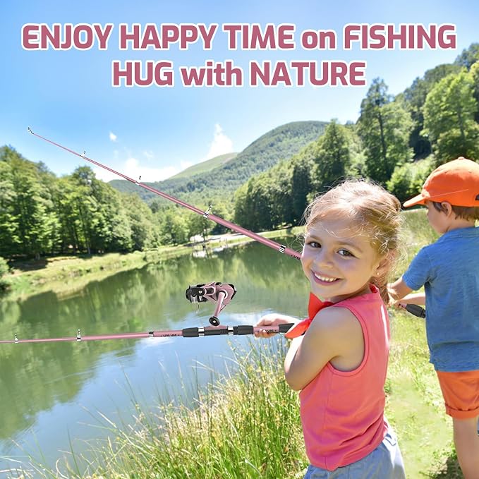 Kids Fishing Pole Set, Portable Telescopic Fishing Rod and Reel Combo for for Boys Girls Youth Toddle Fishing Pole 【Ambidextrous】