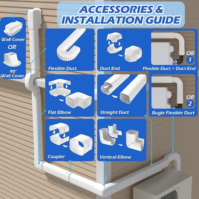 Mini-split Line Set Cover: 3'' 17 Ft Line Hide for Mini Split Air Conditioner Central AC HVAC - Waterproof Decorative Pipe Cover for Outdoor