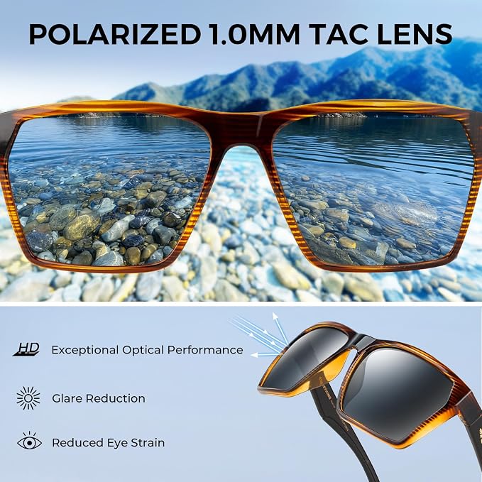 KastKing Beartrap Polarized Sports Fishing Sunglasses, With PuriVex Protective Lens Coating, Square Frame Design, Men Women