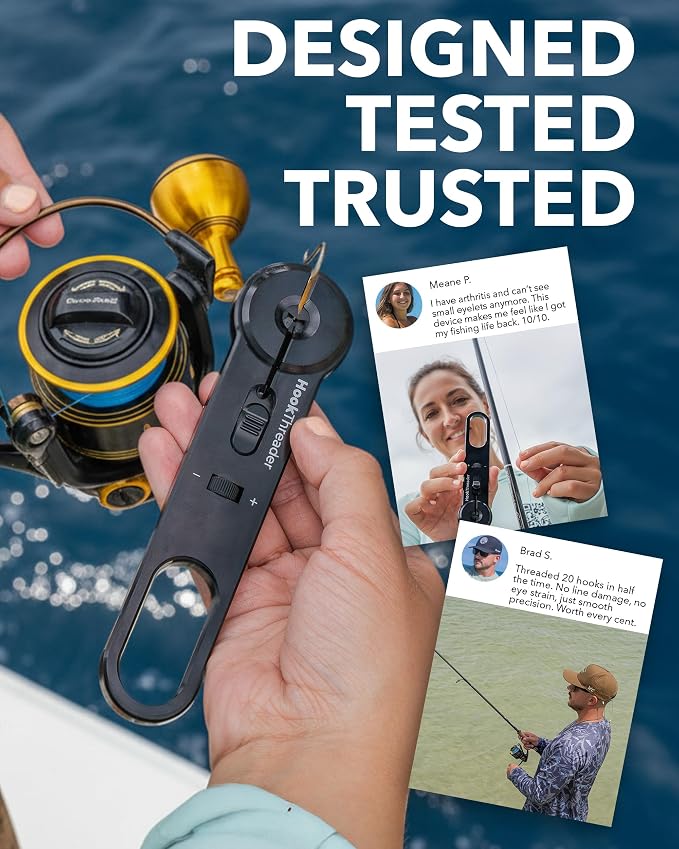 Hook Threader – Fishing Knot Tying Tool for Small Hooks – Adjustable Fishing Nippers – Easy Threading Eyelets – Durable Aluminum & Stainless Steel Build