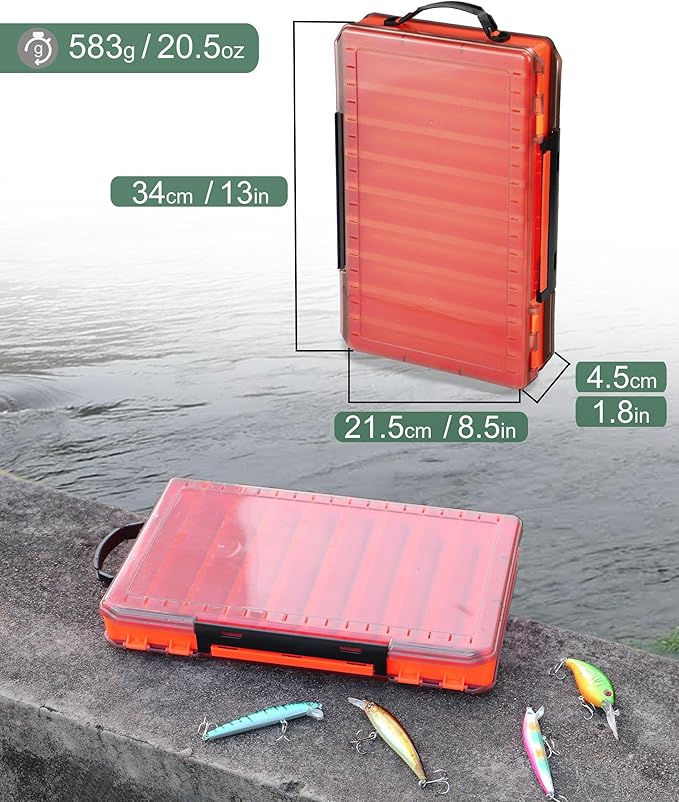 Fishing Lure Box Double Sided Tackle Box 18 Compartment Lure Box 3700 Tackle Tray Crankbait Storage Spinner Bait Tackle Box Large Bait Box