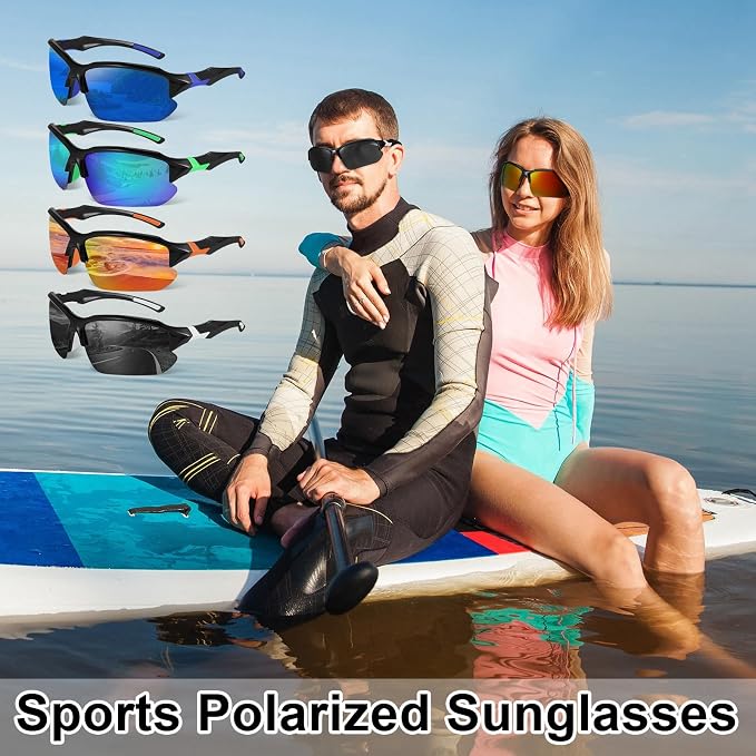 4/5Pack Polarized Sports Sunglasses for Men Women Baseball Cycling Running Fishing UV Protection Sun Glasses