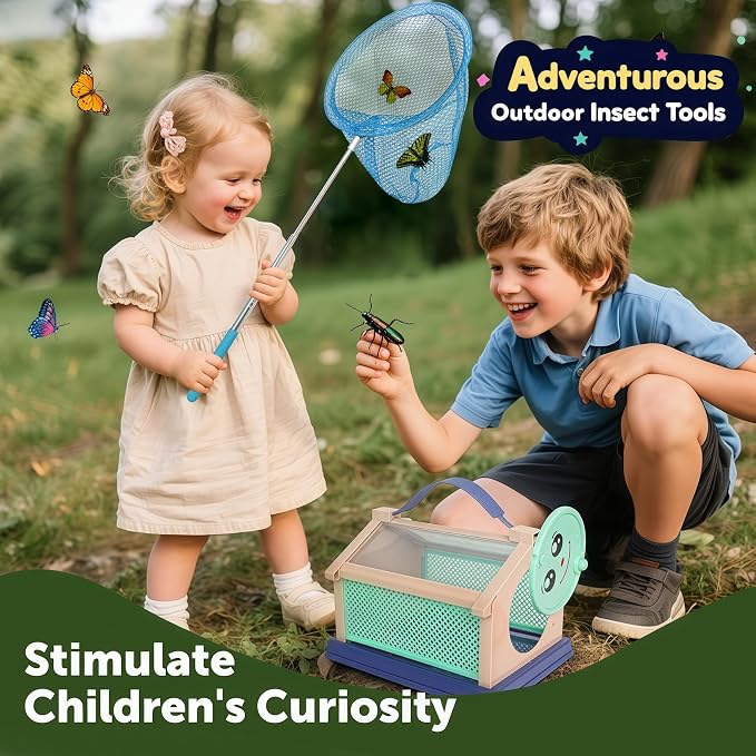 Kids Bug Catcher, Bug Catching Set with Butterfly Net, Insect Toys Collection Box, Insect Habitat, Kids Adventure Set Outdoor Toys-Nature Exploration Set for Kids 3+ Years