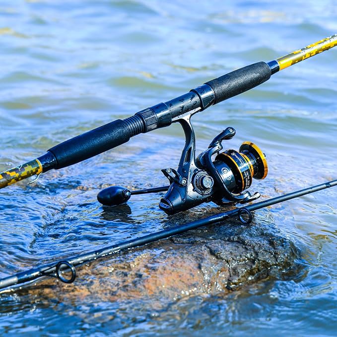 Sougayilang Spinning & Casting Fishing Rods, 2-Piece Strong Carbon&Glass Composite Trolling Rod Offshore Surf Pole for Bass, Trout, Panfish, Catfish