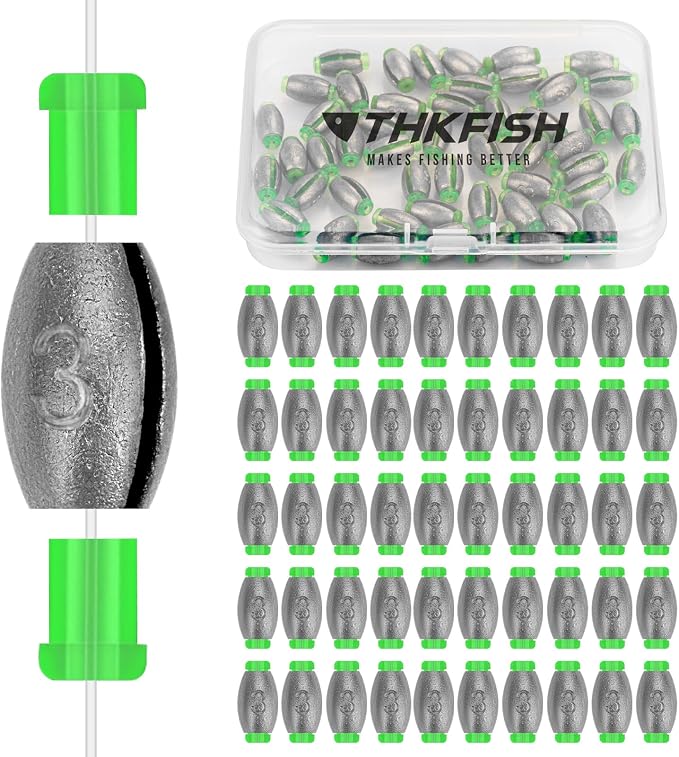 THKFISH Egg Fishing Sinkers Weights, Removable Rubber Core Fishing Weights Twist-Lock Sinker,Bass Weights Sinker Tackle Saltwater Casting Fishing Sinkers Set Oval Freshwater,1/8-1OZ