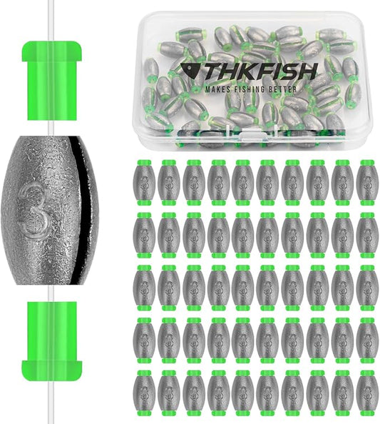 THKFISH Egg Fishing Sinkers Weights, Removable Rubber Core Fishing Weights Twist-Lock Sinker,Bass Weights Sinker Tackle Saltwater Casting Fishing Sinkers Set Oval Freshwater,1/8-1OZ