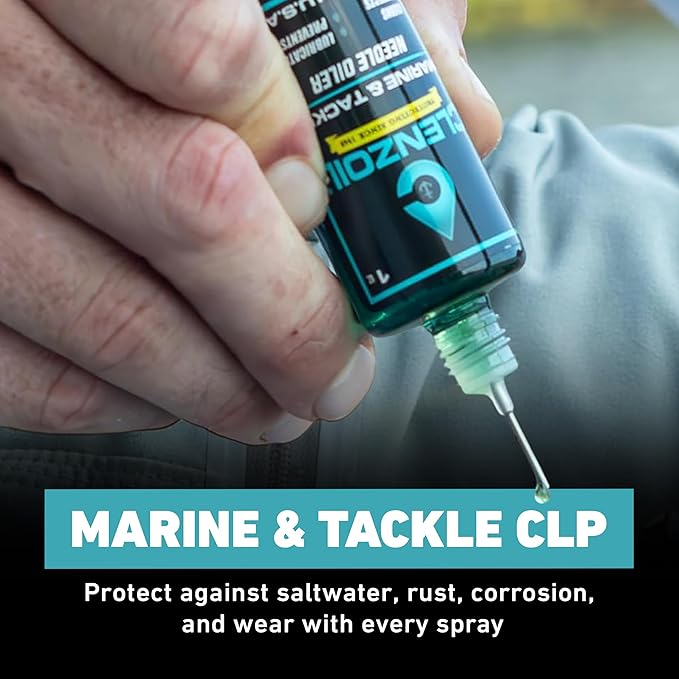 CLENZOIL Marine & Tackle - Fishing Gear Oil Lubricant - for Fish Care Reels, Boat Motors, Downriggers & More - Easily Oils Applicator