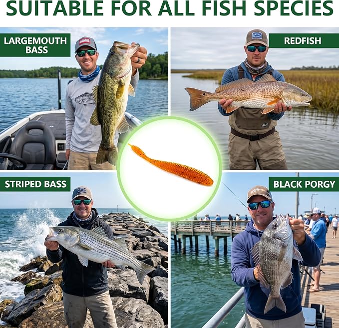 Soft Fishing Lures for Bass Fishing:Pre-Gigged Swim Baits for Saltwater or Freshwater.Soft Plastic Fishing Accessories.