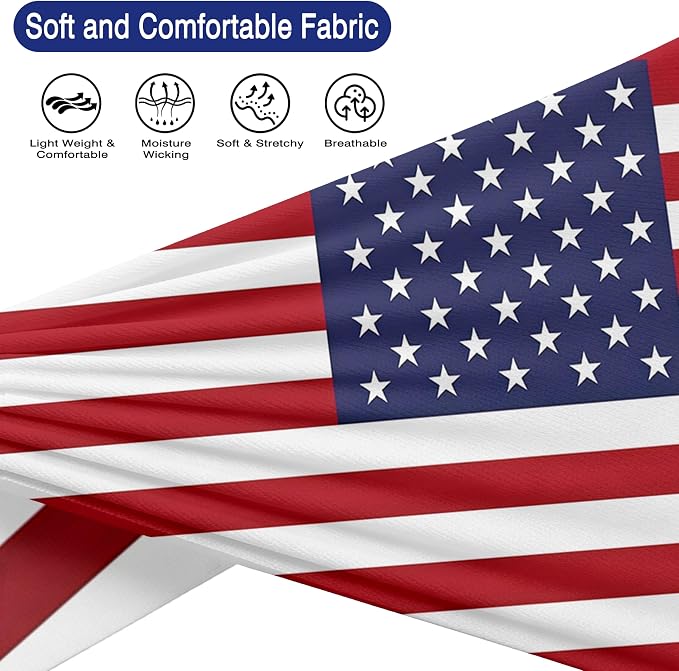 Flag Headbands for Men Women, Moisture Wicking Sweatband Breathable Sports Headwrap, Non-Slip Stretchy Fitness Hair Band