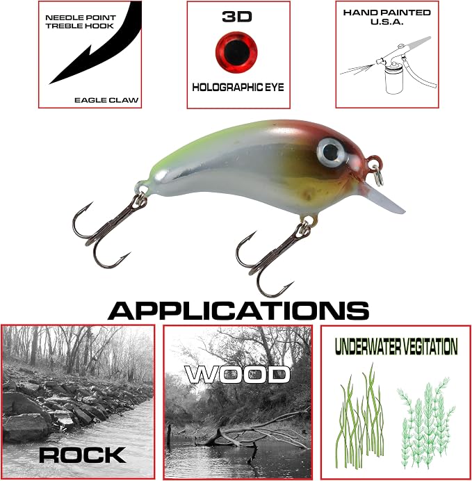 Luck E Strike Crappie Magic Crankbait (2 Inch Crappie Lure) Made in The USA